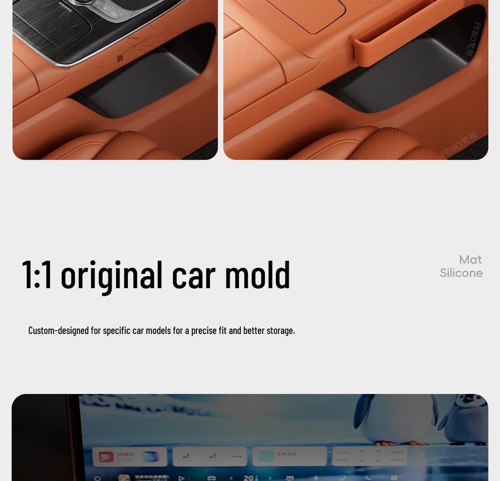 Kompatibel mit 25 Geely Galaxy M9 Modellen: Rutschfeste Silikon-Konsole für kabelloses Laden & Aufbewahrung - Auto-Innenzubehör.
