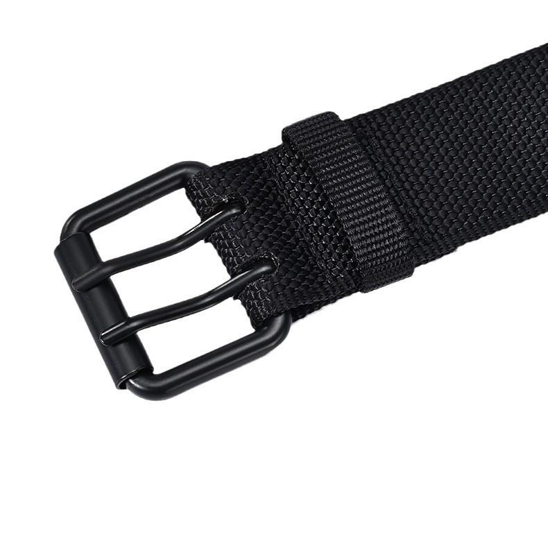 Men's Fashion Pin Buckle Leather & Nylon Woven Canvas Belt
