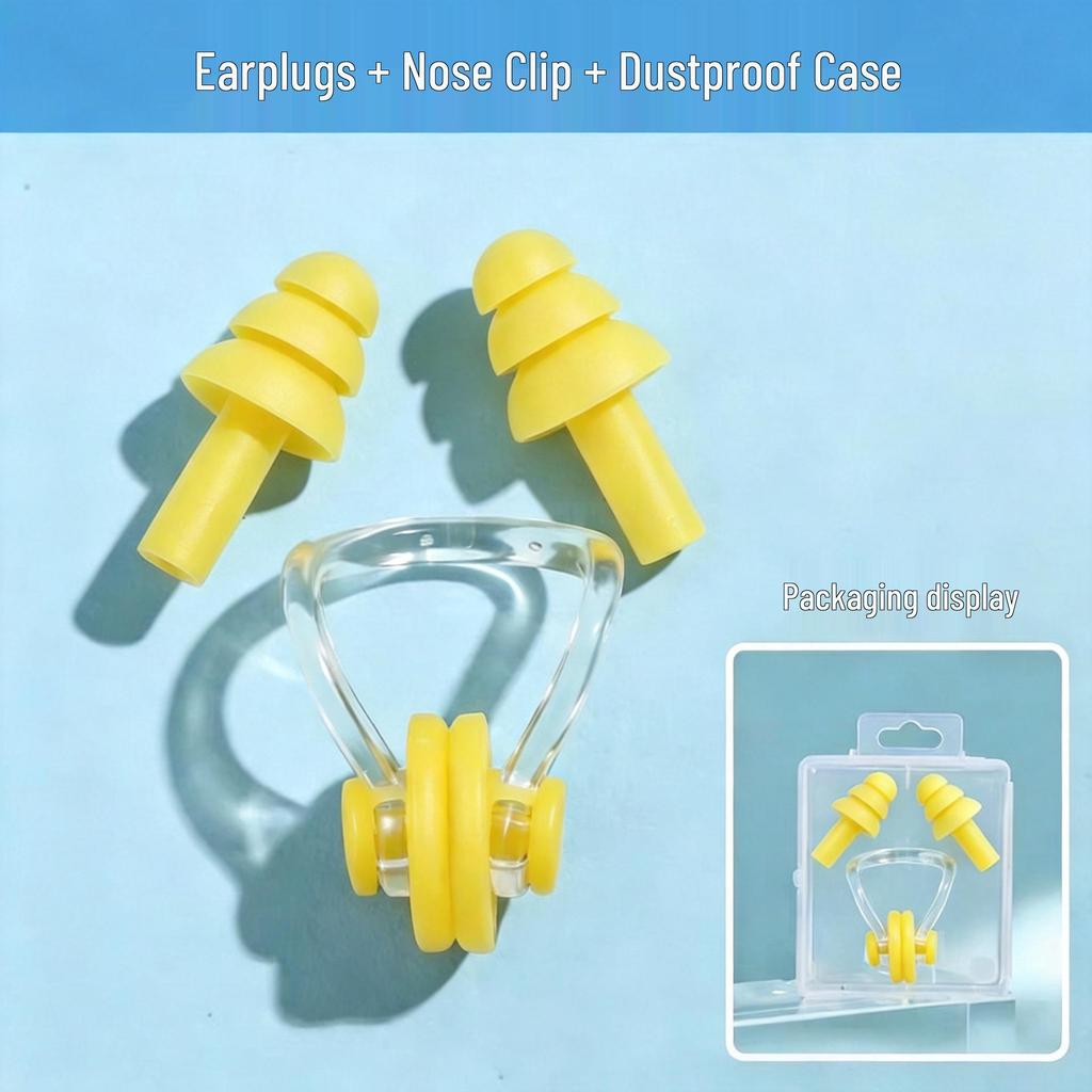 Diving Nose Clip & Earplug Set for Adults & Kids - Professional Silicone Waterproof Swimming Gear