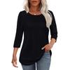 Autumn Round Neck Seven Quarter Sleeve Pleated Top Women's T-shirts