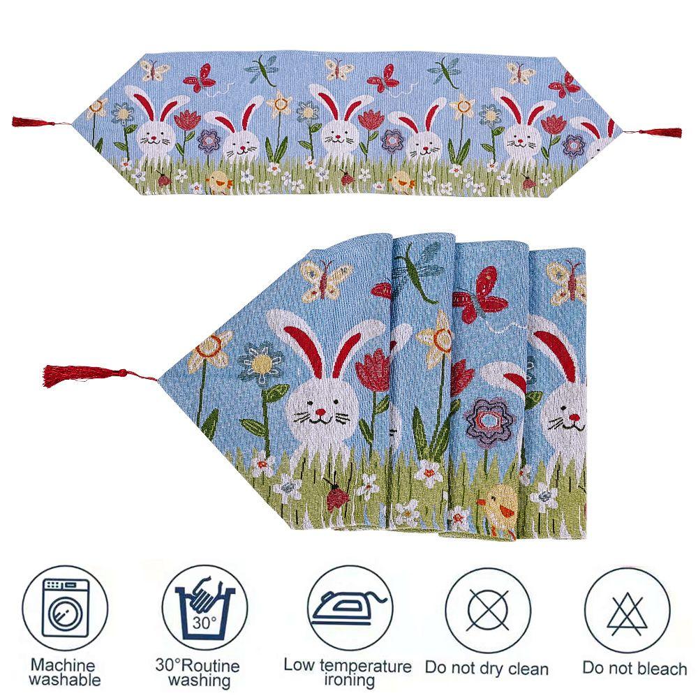 

Нескользящая пасхальная скатерть с принтом кролика и кисточками, украшение для стола, подставка для столовых приборов