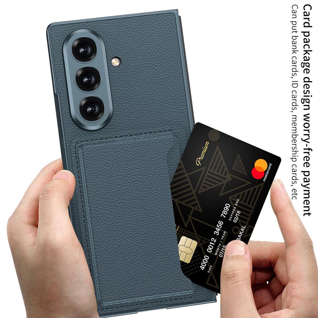 Samsung Z Fold7 Ultra-Thin Leather Phone Case with Card Holder & Stand