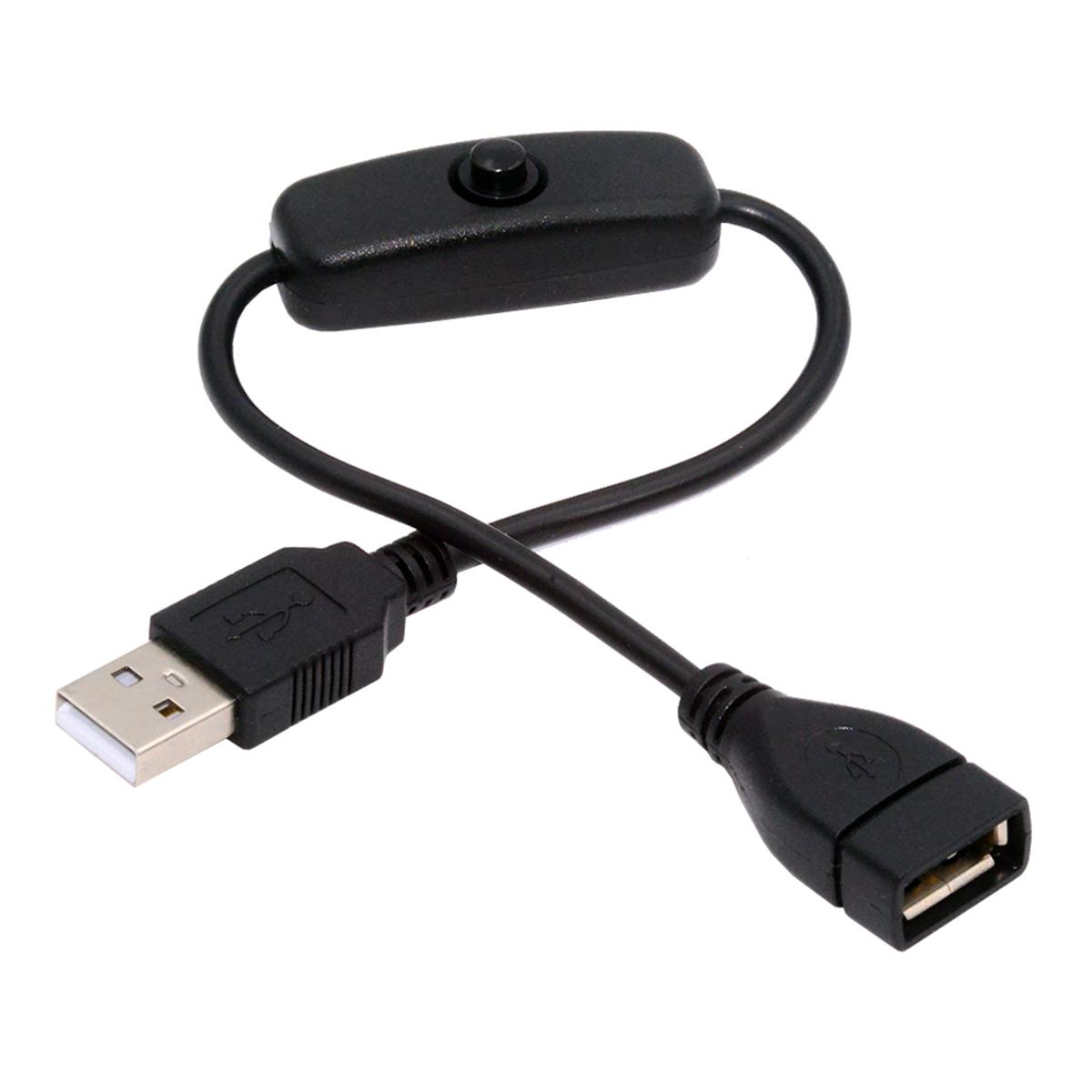 

PW-012-AM USB2.0 Cable with On Off Power Switch Button USB Type-A Male to Female for DC 5V Desk Lamp Fan Camera As Shown A