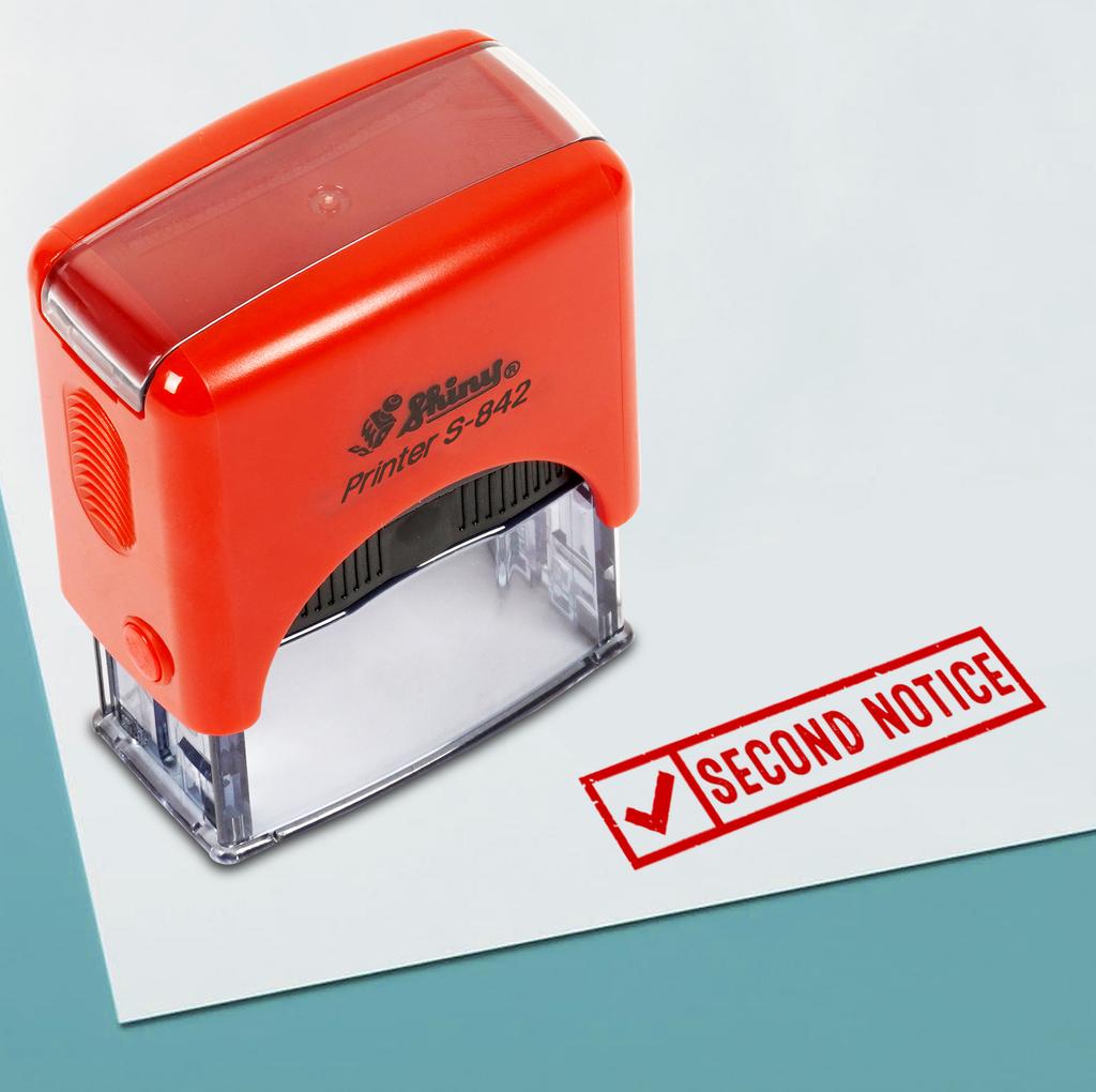 Printtoo Second Notice Self Inking Rubber Stamp Pre,Inked Office Stamp, Home Office Business Stationery, 38 x 14 mm,