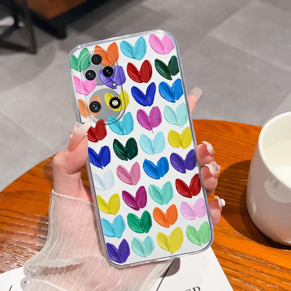 For Huawei P50 Pro P50E Phone Case Lucky Flowers Patterns Transparent Protective Funda For Huawei P 50 Soft TPU Silicone Bumper