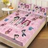 Conjunto de Lençol Sem Aba Estampado Caçadores de Demônios K-Pop 3 Peças Vários Tamanhos Capa de Cama Macia Decoração de Cama de Quarto Lavável à Máquina