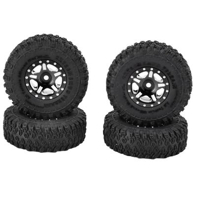 4pcs 1in Rubber Tires Aluminum Alloy Wheel Rims Fit for Axial SCX24 90081 AXI00001 AXI00002 1 24 Crawler Car