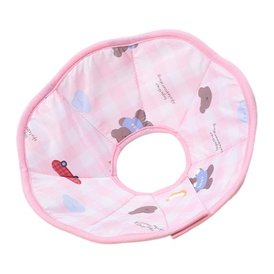 Pet Cone Collar Waterproof Cat Recovery Collar Cute Bear Print Soft Recovery Cone Prevents Biting Licking for Dogs Cats XS розовый