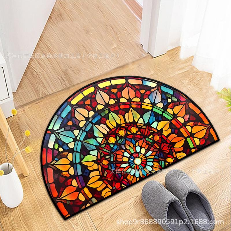 

Nordic Half Round Carpet Living Room Sofa Mat Bathroom Water Absorption Mat 60 * 90Cm
