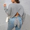 Plus size women's casual minimalist T-shirt, spring/summer sneaky backless design top