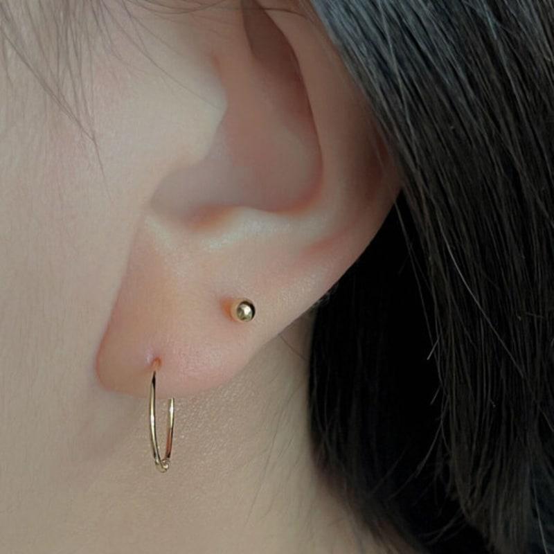 BettyU 14k Gold 1.3cm One-touch Earrings