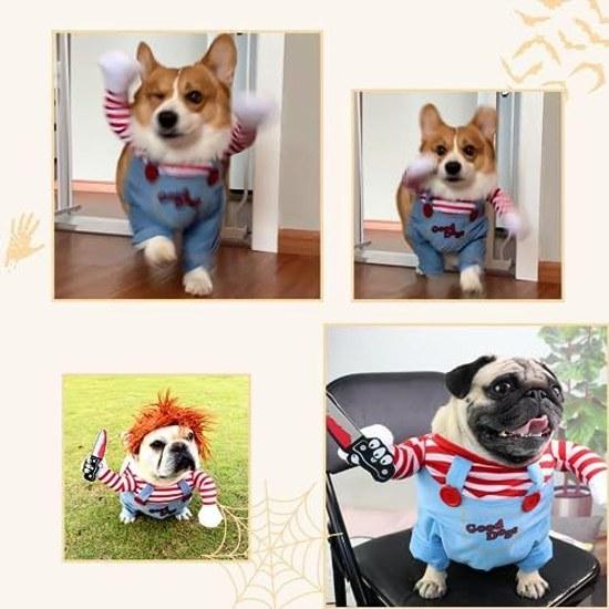 Pet Palette Dog Cat Costume Halloween Clothing Disguise Small Medium Large Bipedal (Chucky M)