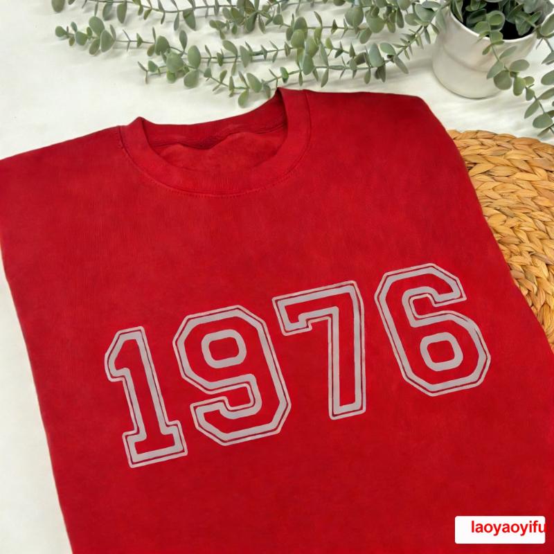 Retro Year Birthday Jumper Personalised Gift for Her Simple Figure Printed Tshirt Tops Tee Shirt Short Customized Unisexy Colors