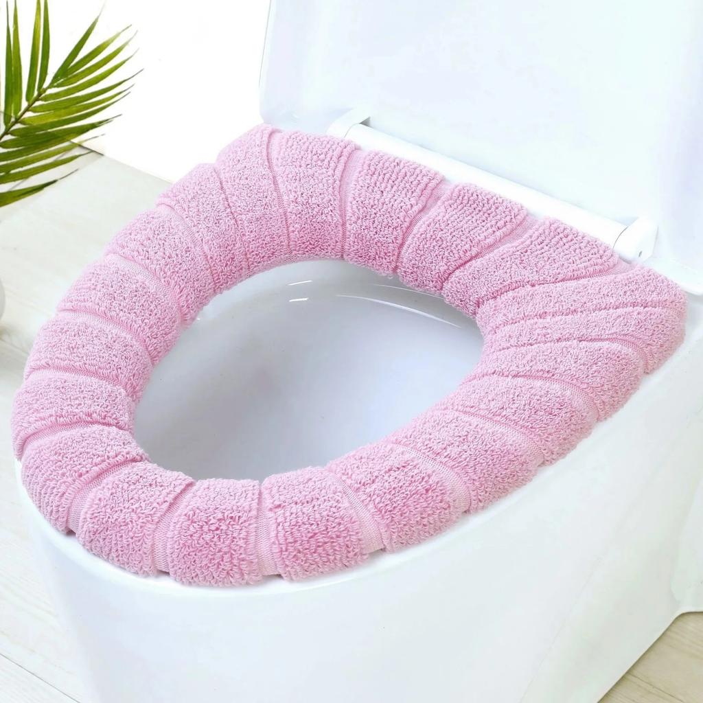 Knitting Pure Color Soft Pad Toilet Seat Washable Soft Thick Warm And Comfortable Pumpkin Shape Cover Closestool Mat Universal