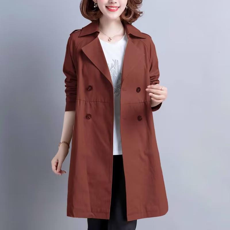Women's Mid-Length Trench Coat, Korean Style 2026: Spring/Autumn Loose, Slimming, British Hepburn-Inspired Casual Fashion Trend