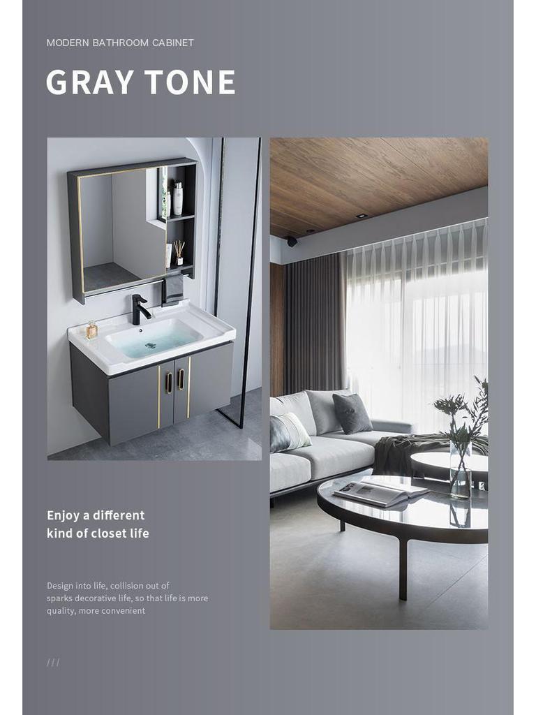 Small Wall-Mounted Bathroom Cabinet with Integrated Ceramic Washbasin