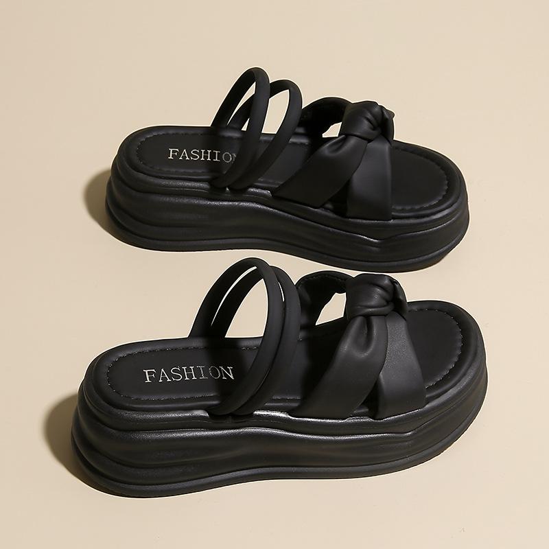 

Женские сандалии на толстой подошве, летние новые универсальные, на одном ремешке, с мягкой подошвой, нескользящие, пляжная обувь для улицы 40 чёрный