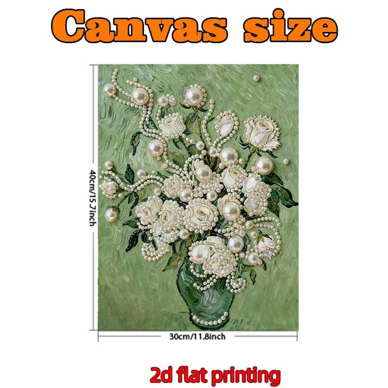 DIY Flower Pearl Art Painting for Home Wall Decor Pearl Gem Paintings Picture Arts Craft  for Adults/Beginners Gift Idea Home Decor Without Frame