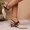 Fashion Elegant Pointed Toe Sling Back Pumps Women 2025 Summer Metal Decoration High Heel Pumps French Retro Party Dress Shoes Size 42