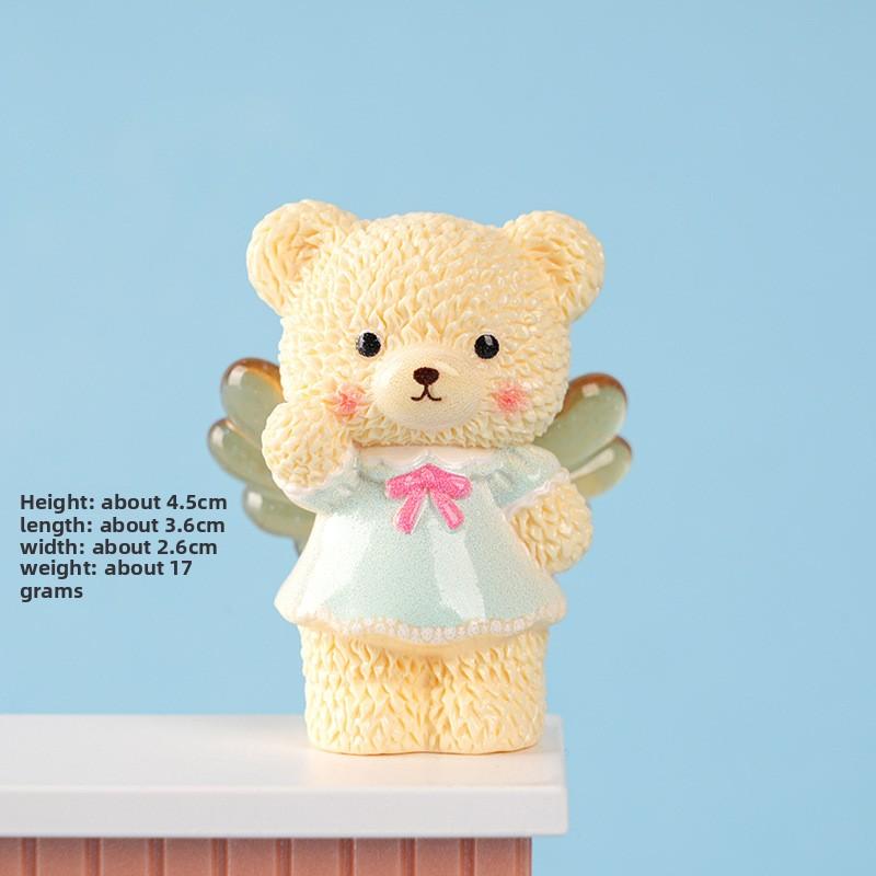 Miniature Landscape Angel Teddy Bear Creative Cute Figurine Car Decorative Gift Table Decoration Item