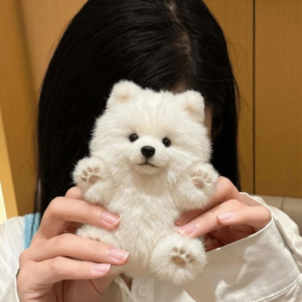 Pink Paws Samoyed Plush Toys Cute Cartoon Soft Samoyed Plush Doll Realistic Fashion Accessories Doll Ornaments