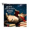 Academic Year Wall Planner 2027 Reading Cat Calendar, 7.87 x Inch Monthly Hanging Large Writing Grid with Thickened Paper And Spiral Binding for Home