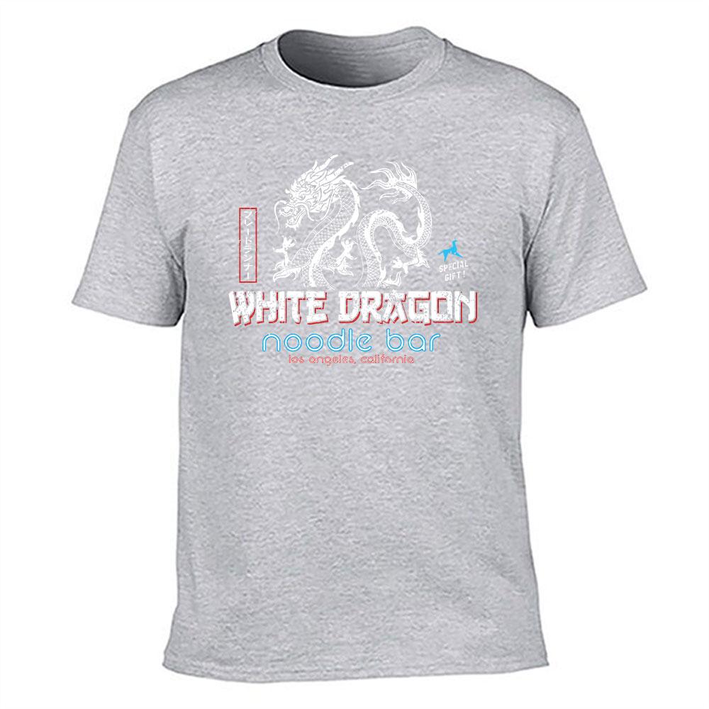 Unisexs Cotton Tshirt White Dragon Noodle Bar Los Angeles California Printed Casual Tee