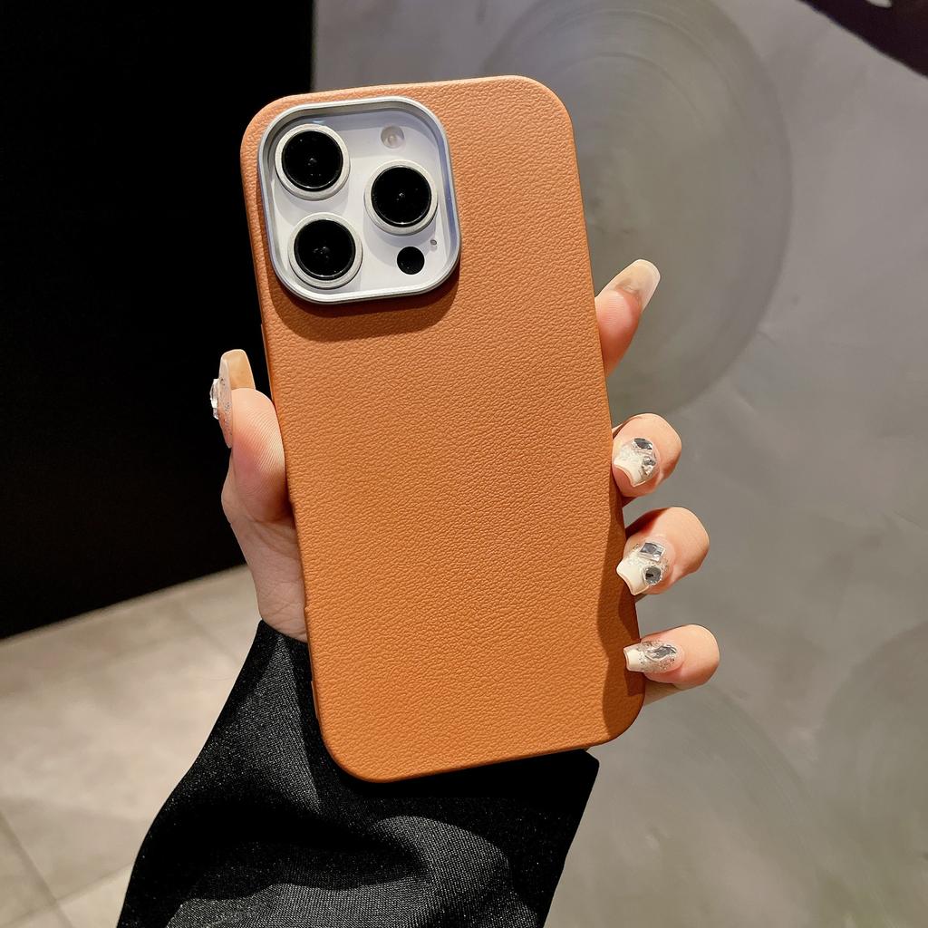 Applicable To IPhone 16 Magnetic Suction Phone Case Simple Leather Pattern New Apple 15 Protective Case 14Promax High End Sense