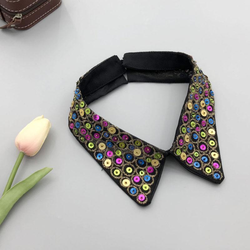 Beading Fake Collar Women Elegant Diamond Detachable Collars for Women False Shawl Shoulder Wrap Lapel False Collars Woman Tie