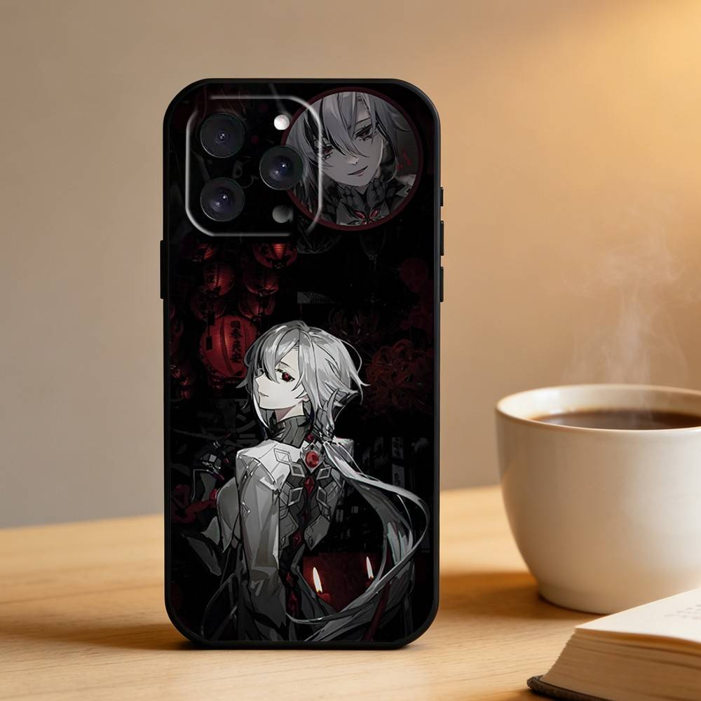 Arlecchino Genshin lmpact  Phone Case For iPhone 16,15,14,13,12,17,Pro Max,Plus Silicone Black Case