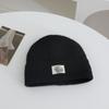 Simple Letter Pattern Labeling Knitted Hat for Women In Autumn and Winter New Thickened Warm and Cold Hat Showing Face Small Ear Protection Hat