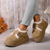 Modne buty casualowe z okrągłym noskiem, na grubej podeszwie, futrzane, damskie, 2025, zimowe, ciepłe, pluszowe śniegowce na platformie, z metalową klamrą, zamszowe botki do kostki