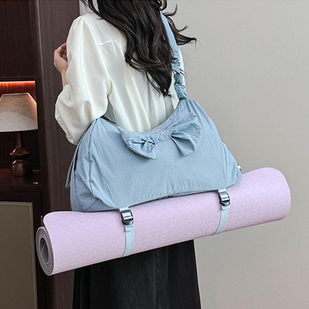 

Lightweight Sports Gym Bag Bow Design Fitness Training Bag Fashion Yoga Mat Carry Bag Handbag фіолетовий
