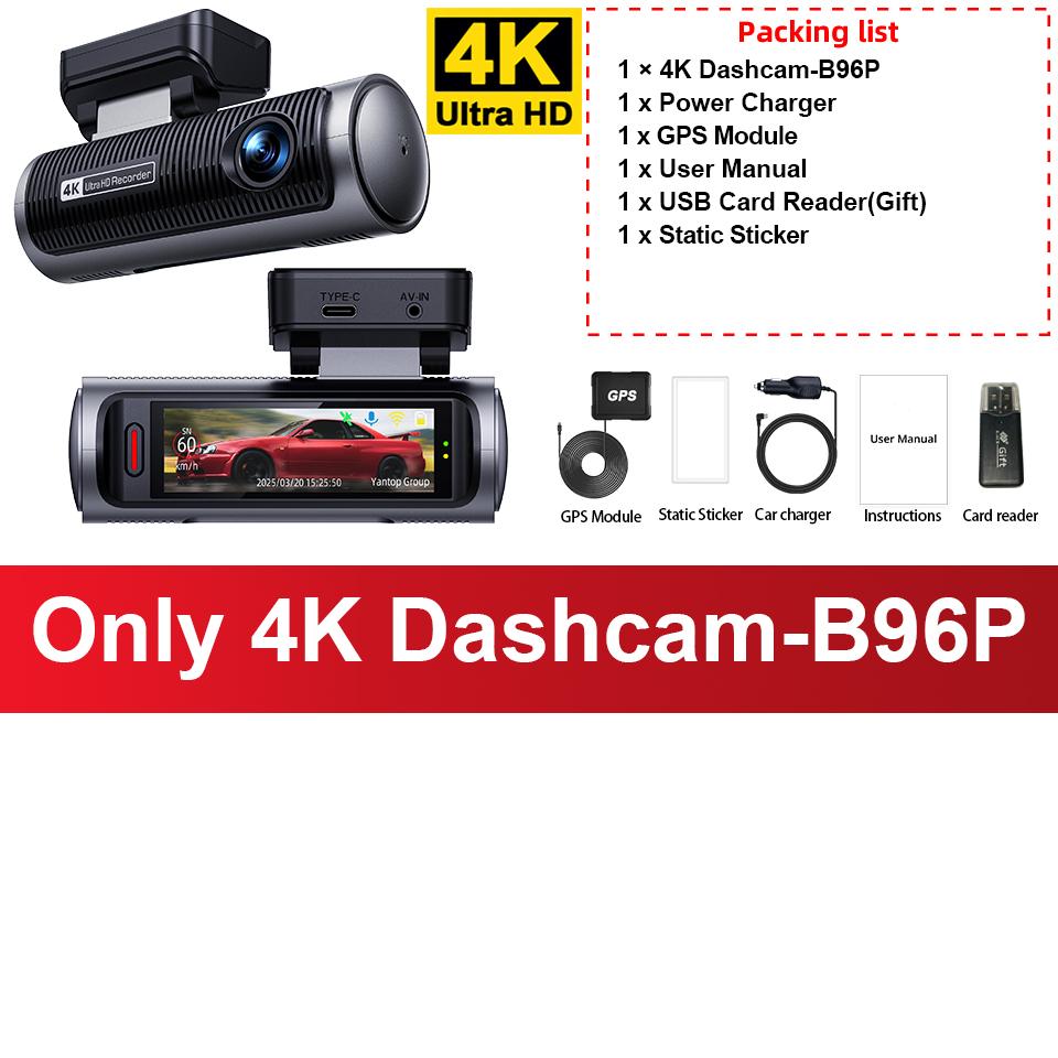 Acceo 4K Dash Cam Car DVR with WiFi Support Rear Camera GPS Night Vision Universal Automotive Black Box Support 4K Resolution