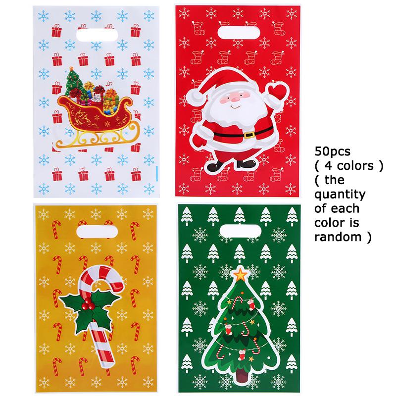 WTEMPO Christmas Printed Plastic Handbags Halloween New Year Birthday New Year Presents Packaging Bags Festive Party Gift Bags