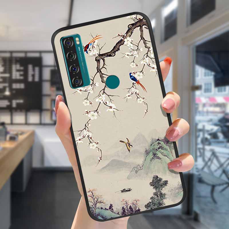 For TCL 20S Cases 20L 20se 20L+ 3D Relief Floral Silicone Emboss Covers For TCL 20S Back Cases Protective Coques Fundas TCL 20SE
