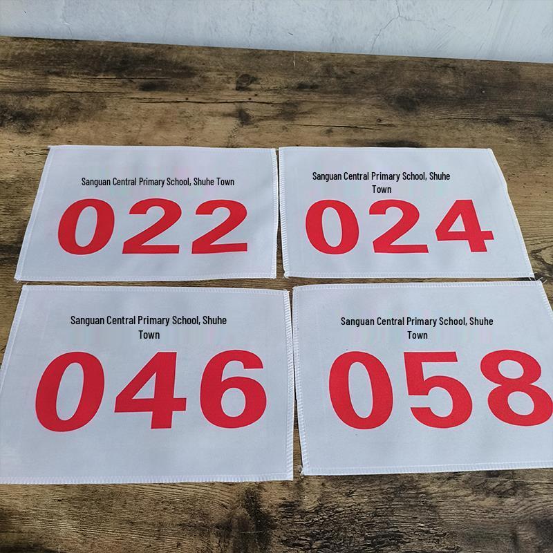 Red Running Marathon Race Bib with Black Number Plate