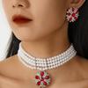 Meerlaagse parel- en diamantsneeuwvlok set sieraden middeleeuwse paleisstijl modieuze elegante ketting