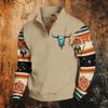 Men's Print Hoodie, Western Long Sleeve Pullover Sweatshirt with Pattern