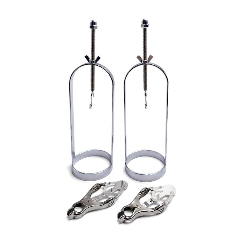 Paar verstellbare Nippelklemmen für Frauen – Brustklemmen mit Geschirr & Keuschheitskäfig, Bondage-Sexspielzeug für Paare & erotisches Spiel