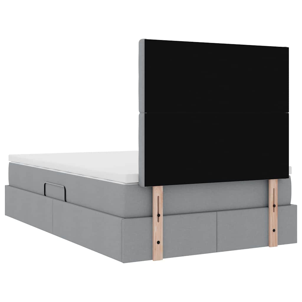 Storage Bed with Mattress Light Grey 120 x 200 cm Polyester