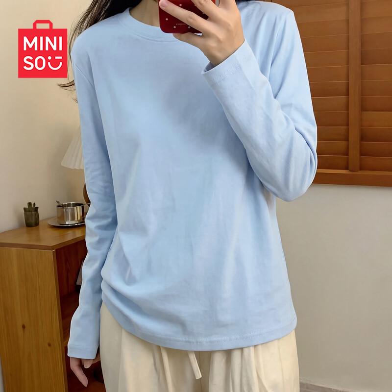 MINISO Women s Loose Fit Pure Cotton Long-Sleeve T-Shirt L