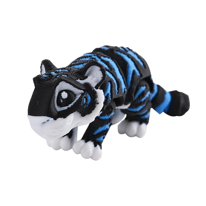 

3D Printed Mini Tiger Figure–Colorful Multi-Joint Movable Toy Animal Model Tiger Ornament Cute Room Desktop Decoration Kids Gift