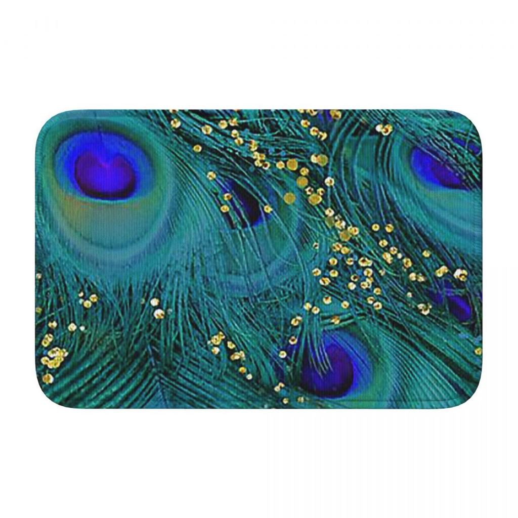 Peacock Feathers Doormat Kitchen Entrance Home Floor Mat Non-slip Carpet Rug for Balcony Footpad Mats
