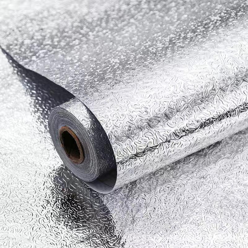 Oil-Proof Self-Adhesive Kitchen Wallpaper: Waterproof, Moisture-Proof Aluminum Foil for Cupboards, Stove, and Furniture.