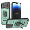 For iPhone 15 Pro Kickstand Phone Case with Slide Lens Cover PC+TPU Shockproof Rugged Shell