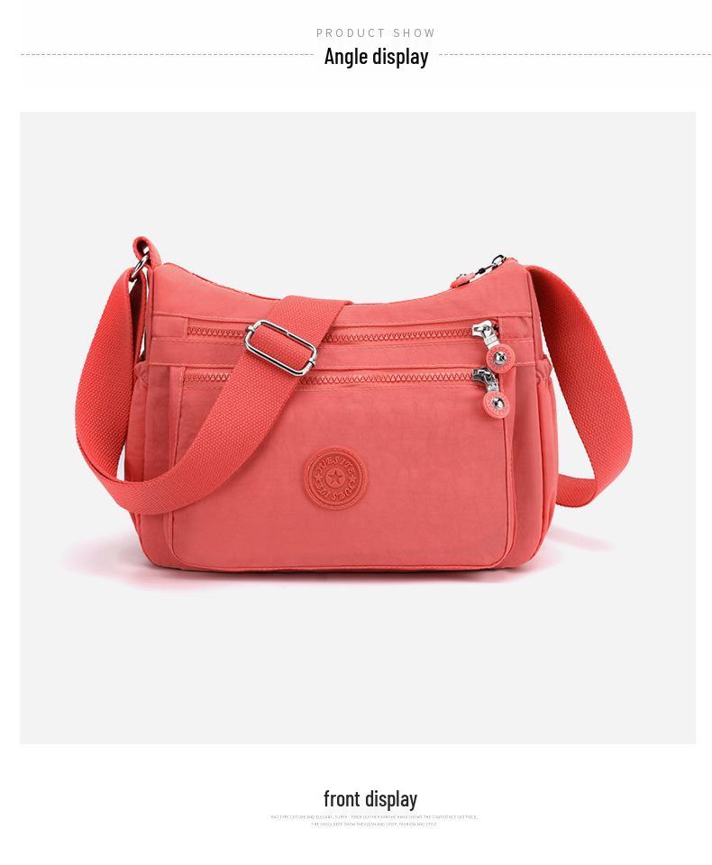 Damen Quadratische Nylon Schultertasche - Großes Fassungsvermögen, Einfarbig, Modisches Casual-Design