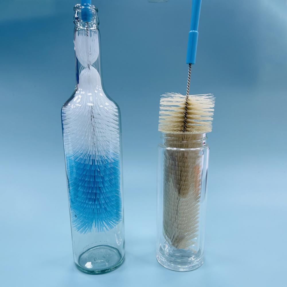5Pcs/Set Long Handle Bottle Brushes Ergonomic Handle Beer Wine Decanter Bottle Cleaning Scrubber Kit