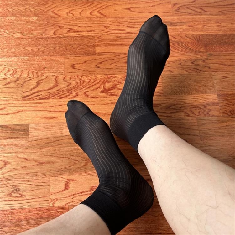 1 Pair Mens Silk Sheer Socks Nylon Dress Sock Daily Casual Stockings Work Business See Through Short Tube Ankle Socks