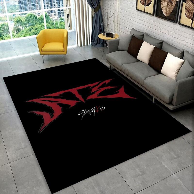 Fashion Kpop Stray Kids Non-Slip Area Rug for Living Room,Bedroom,Playroom,Soft Carpet Floor Mat Home Decor Rug Kids Room Gift
